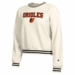 Baltimore Orioles Champion Women's Reverse Weave Sweatshirt - Cream - MLB Lifestyle