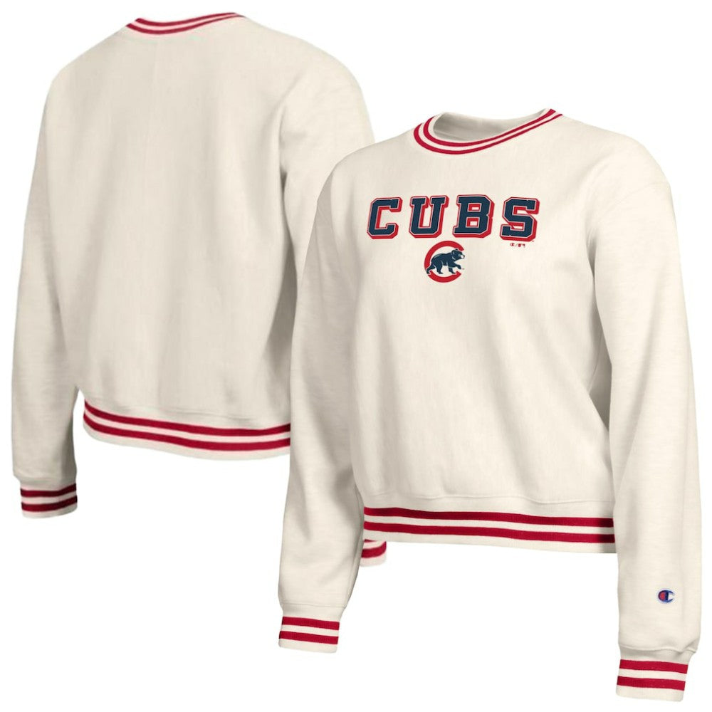Chicago Cubs Champion Women's Reverse Weave Sweatshirt - Cream - MLB Discount