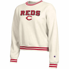 Cincinnati Reds Champion Women's Reverse Weave Sweatshirt - Cream - MLB Lifestyle