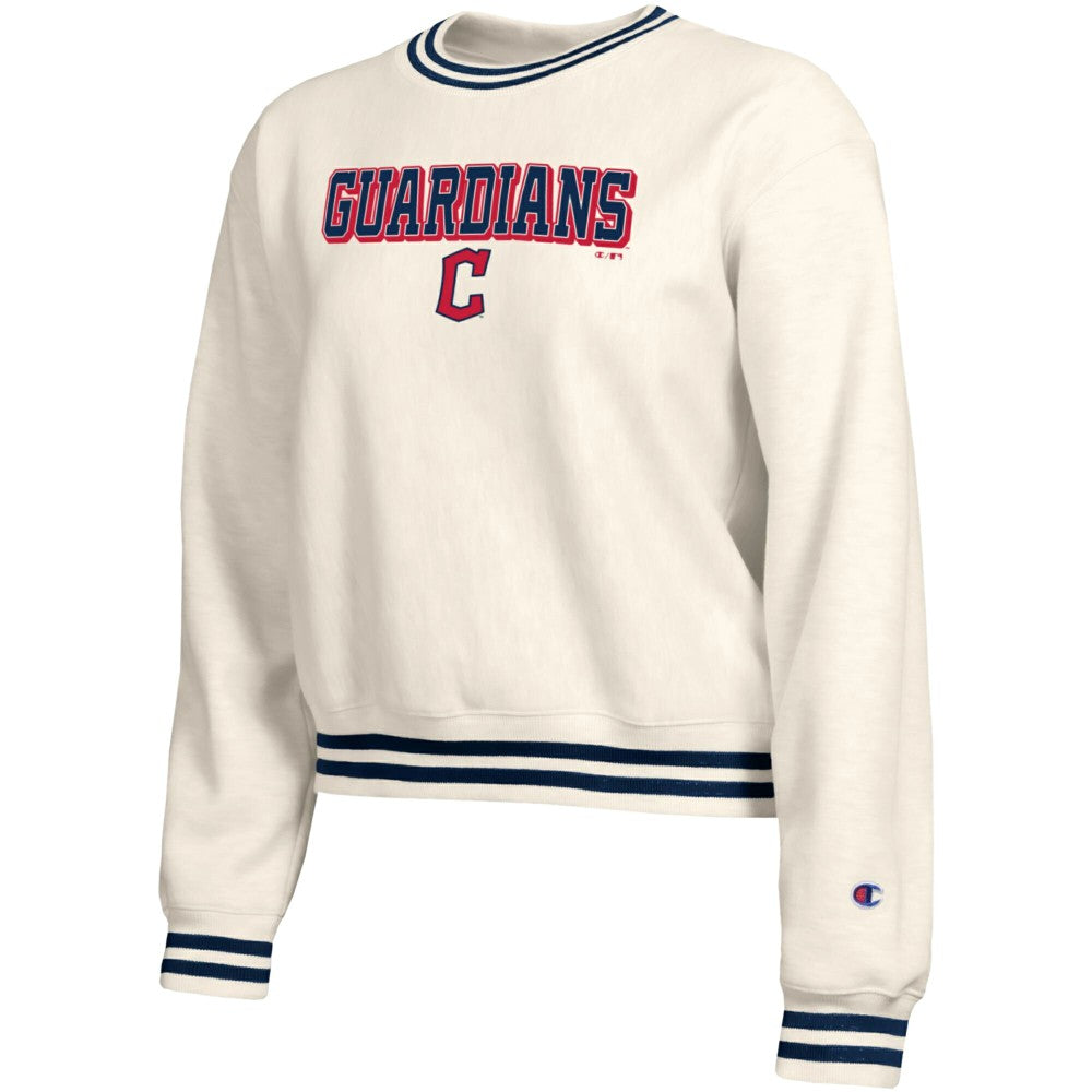 Cleveland Guardians Champion Women's Reverse Weave Sweatshirt - Cream - MLB Sale