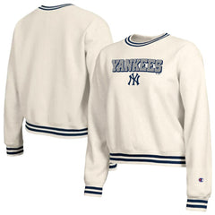 New York Yankees Champion Women's Reverse Weave Sweatshirt - Cream - MLB Discount