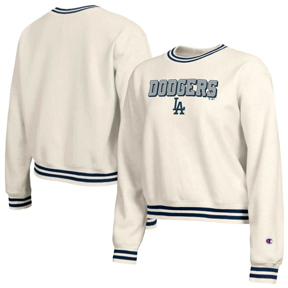 Los Angeles Dodgers Champion Women's Reverse Weave Sweatshirt - Cream - MLB Sale
