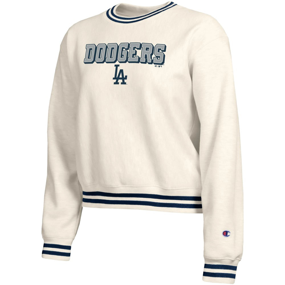Los Angeles Dodgers Champion Women's Reverse Weave Sweatshirt - Cream - MLB Sale