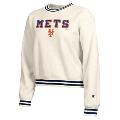 New York Mets Champion Women's Reverse Weave Sweatshirt - Cream - MLB Sale