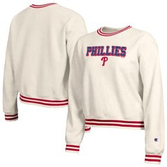 Philadelphia Phillies Champion Women's Reverse Weave Sweatshirt - Cream - MLB Discount