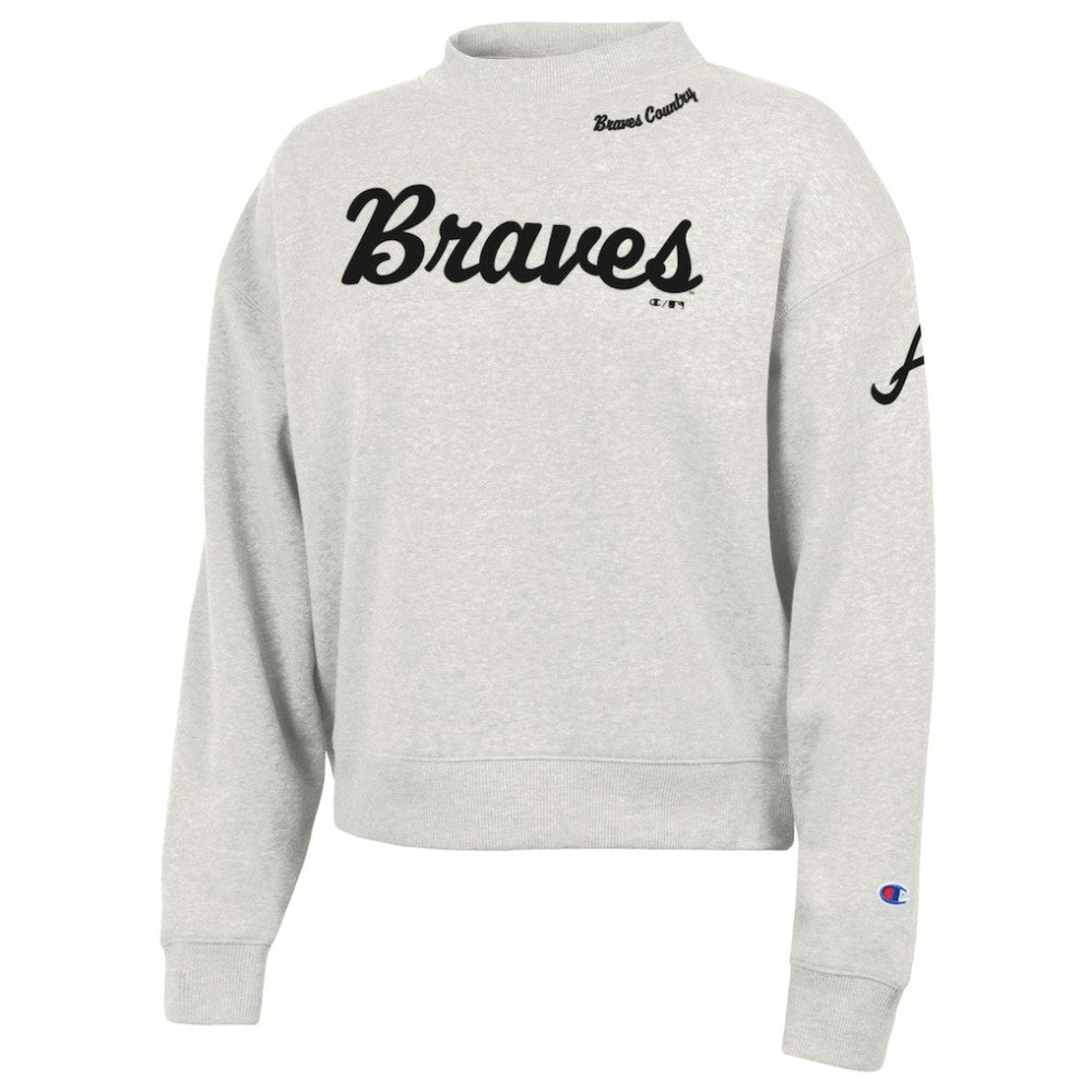 Atlanta Braves Champion Women's Triumph Tri-Blend Sweatshirt - Stone - MLB on Sale