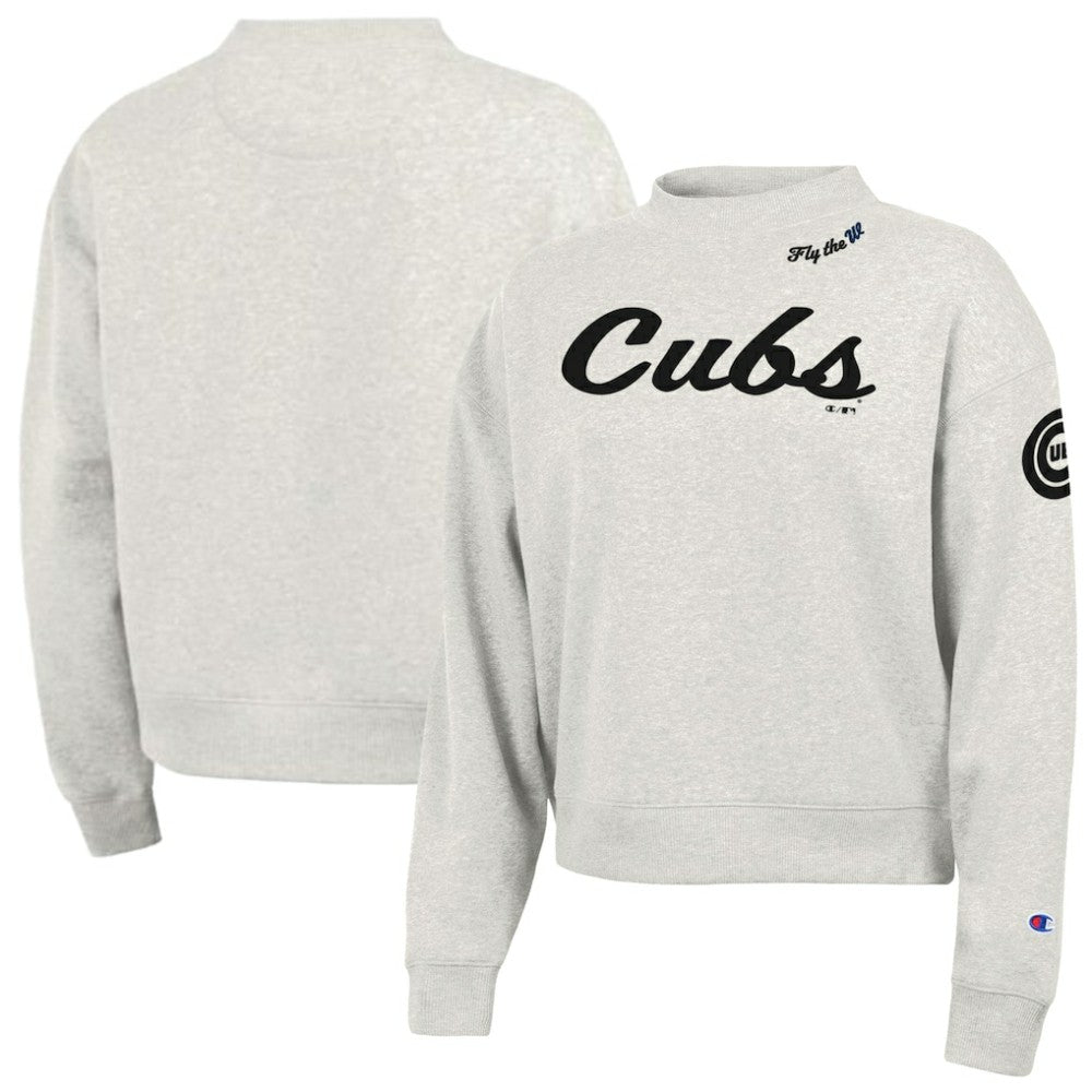 Chicago Cubs Champion Women's Triumph Tri-Blend Sweatshirt - Stone - MLB Discount