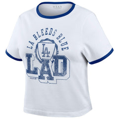 Los Angeles Dodgers WEAR by Erin Andrews Women's Ringer Baby T-Shirt - White - MLB Lifestyle