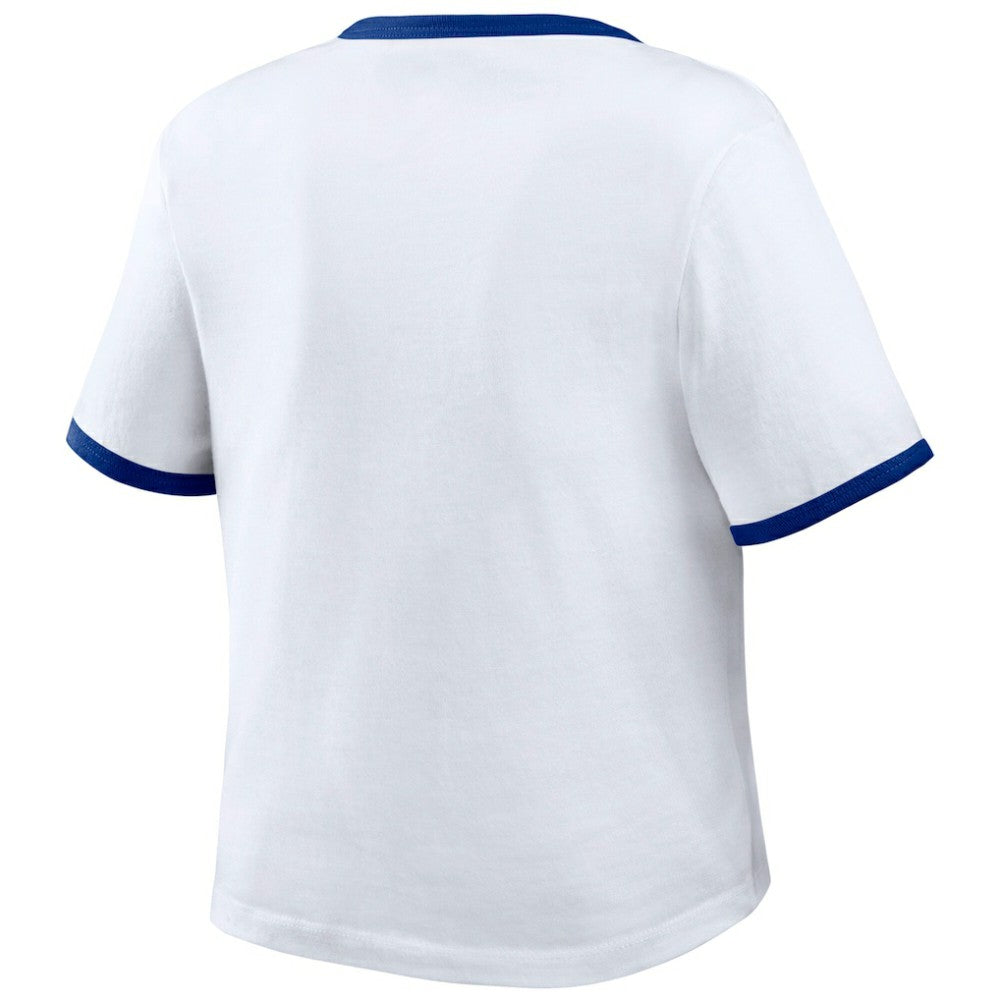 Los Angeles Dodgers WEAR by Erin Andrews Women's Ringer Baby T-Shirt - White - MLB Lifestyle