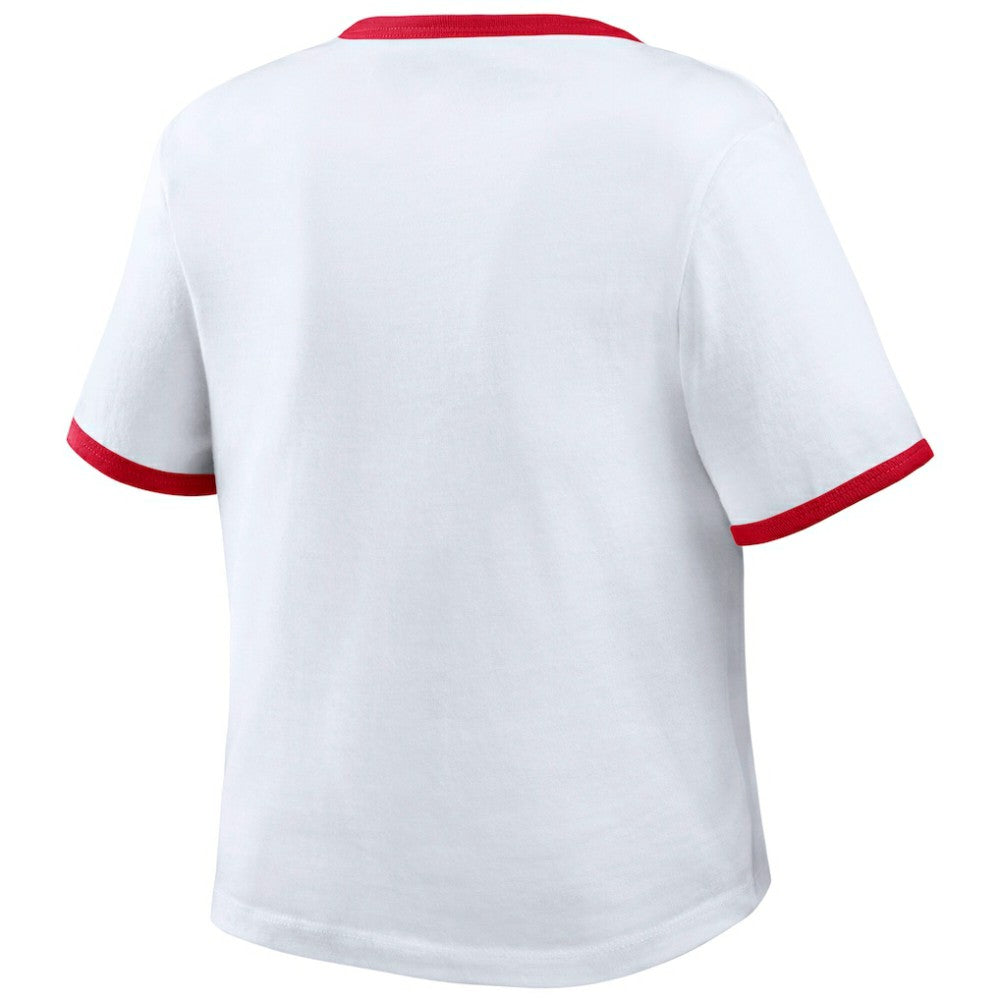Philadelphia Phillies WEAR by Erin Andrews Women's Ringer Baby T-Shirt - White - MLB Sale