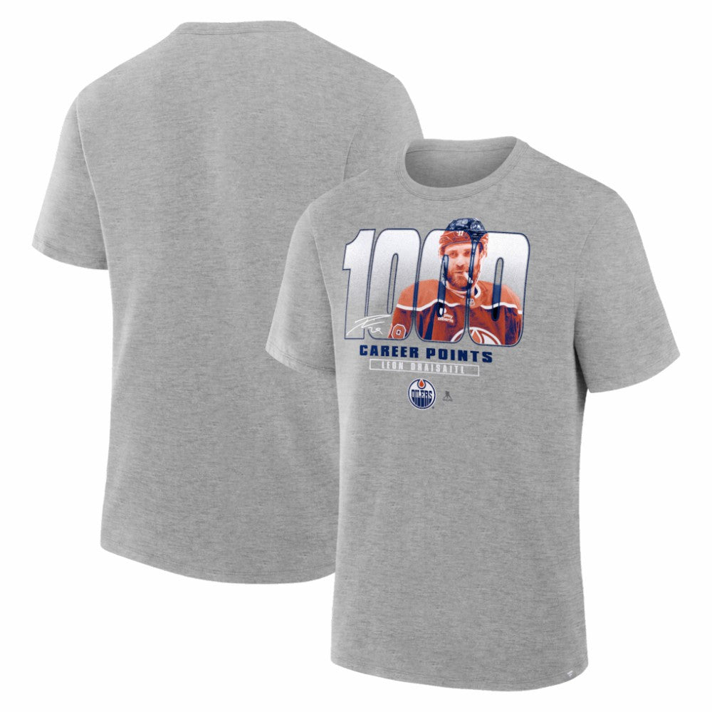 Leon Draisaitl Edmonton Oilers 1000 Career Points Legacy T-Shirt - Gray - NHL 203725411