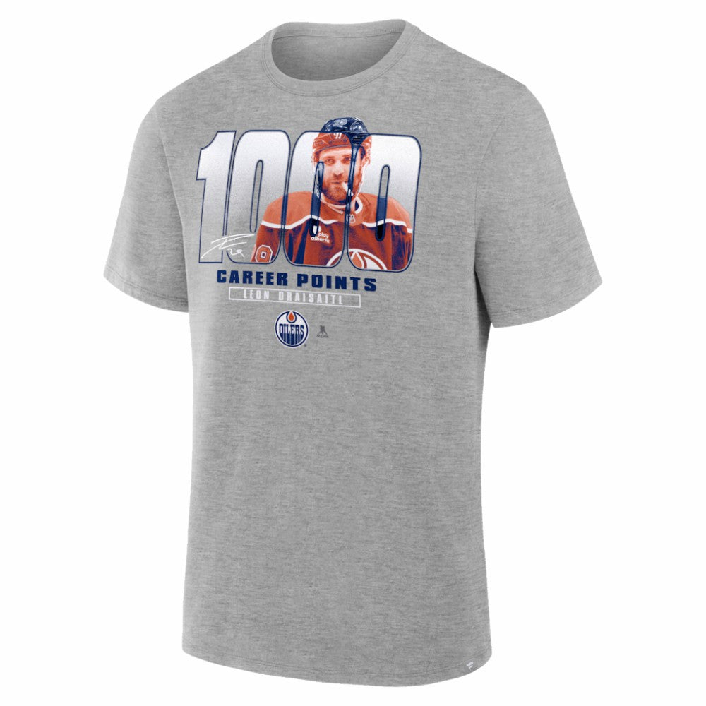 Leon Draisaitl Edmonton Oilers 1000 Career Points Legacy T-Shirt - Gray - NHL 203725411