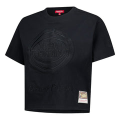 Detroit Pistons Women's Phantom Cropped T-Shirt for sale Black | Mitchell & Ness discount