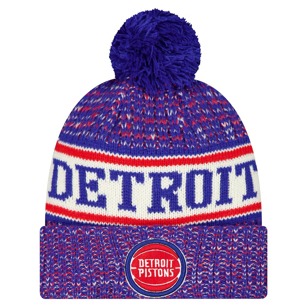Detroit Pistons Team Cuffed Knit Hat with Pom for sale Blue | New Era discount