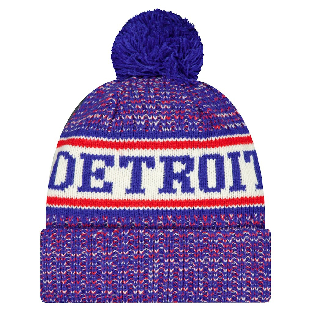 Detroit Pistons Team Cuffed Knit Hat with Pom for sale Blue | New Era discount