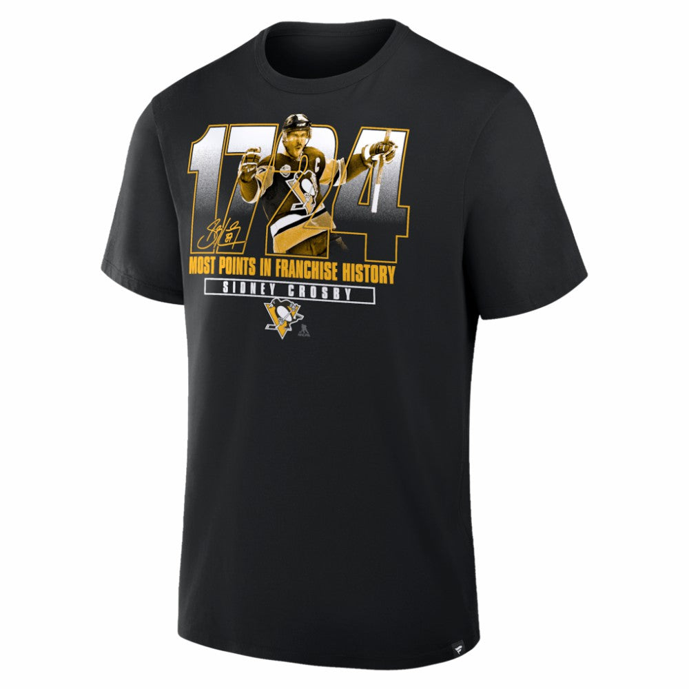 Sidney Crosby Pittsburgh Penguins Most Points in Franchise History T-Shirt - Black - NHL 203729281