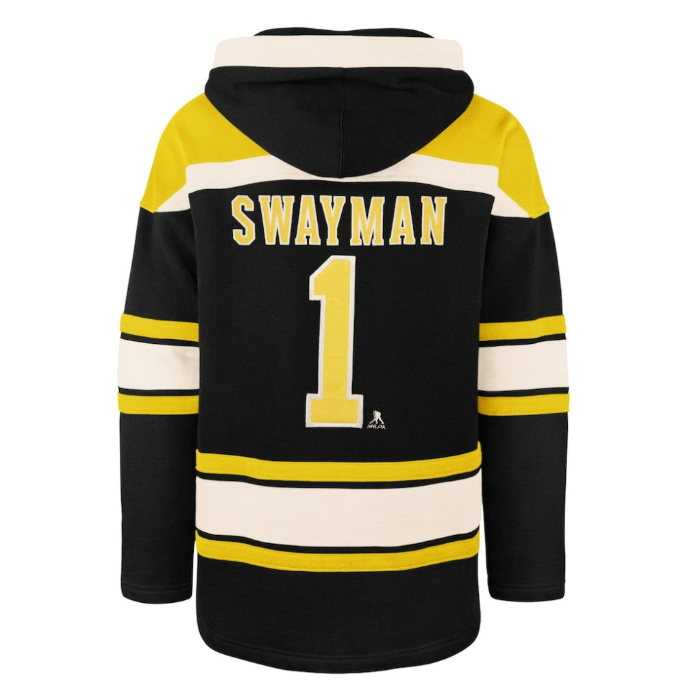 Jeremy Swayman Boston Bruins '47 Player Name & Number Lacer Hoodie - Black - NHL 203730594