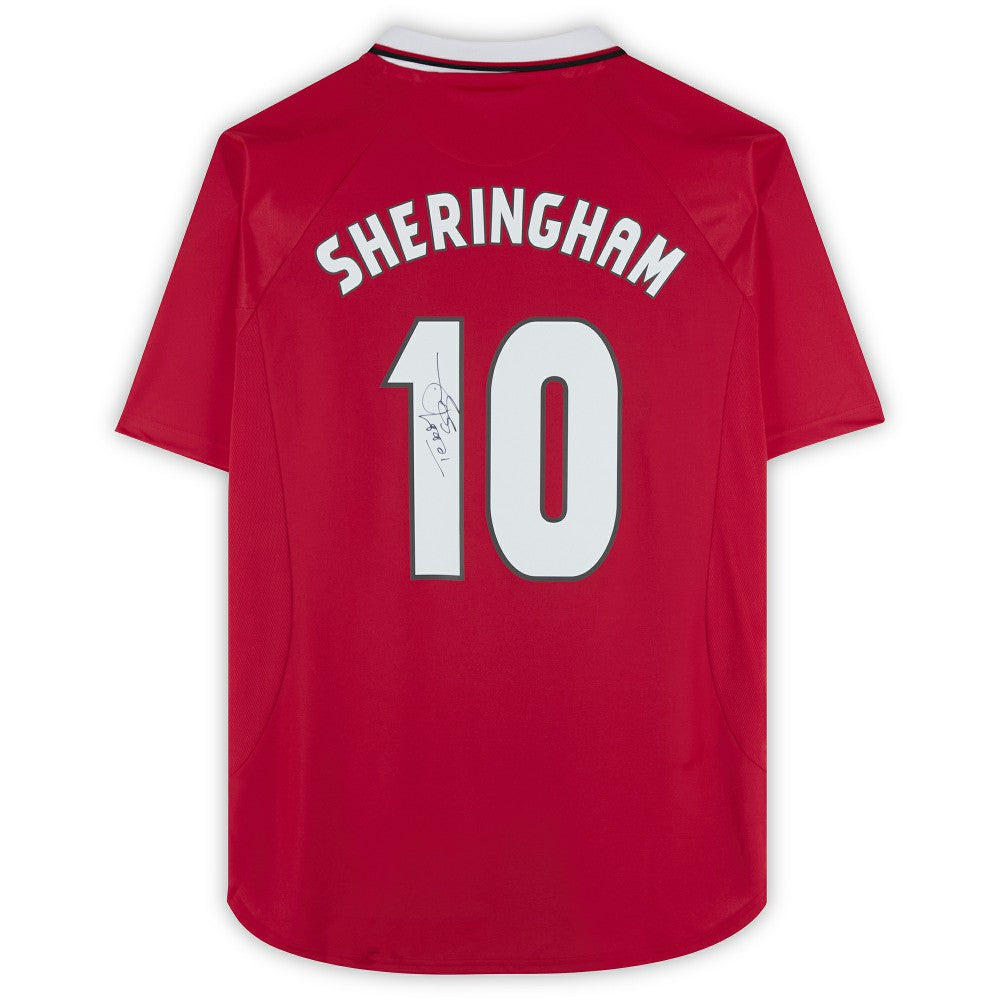 Teddy Sheringham Manchester United Autographed 1999 Red UEFA Champions League Home Jersey Icons - Adidas