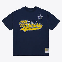 Seattle Mariners Mitchell & Ness Script Sweep Arch T-Shirt - Navy - Mitchell & Ness Online