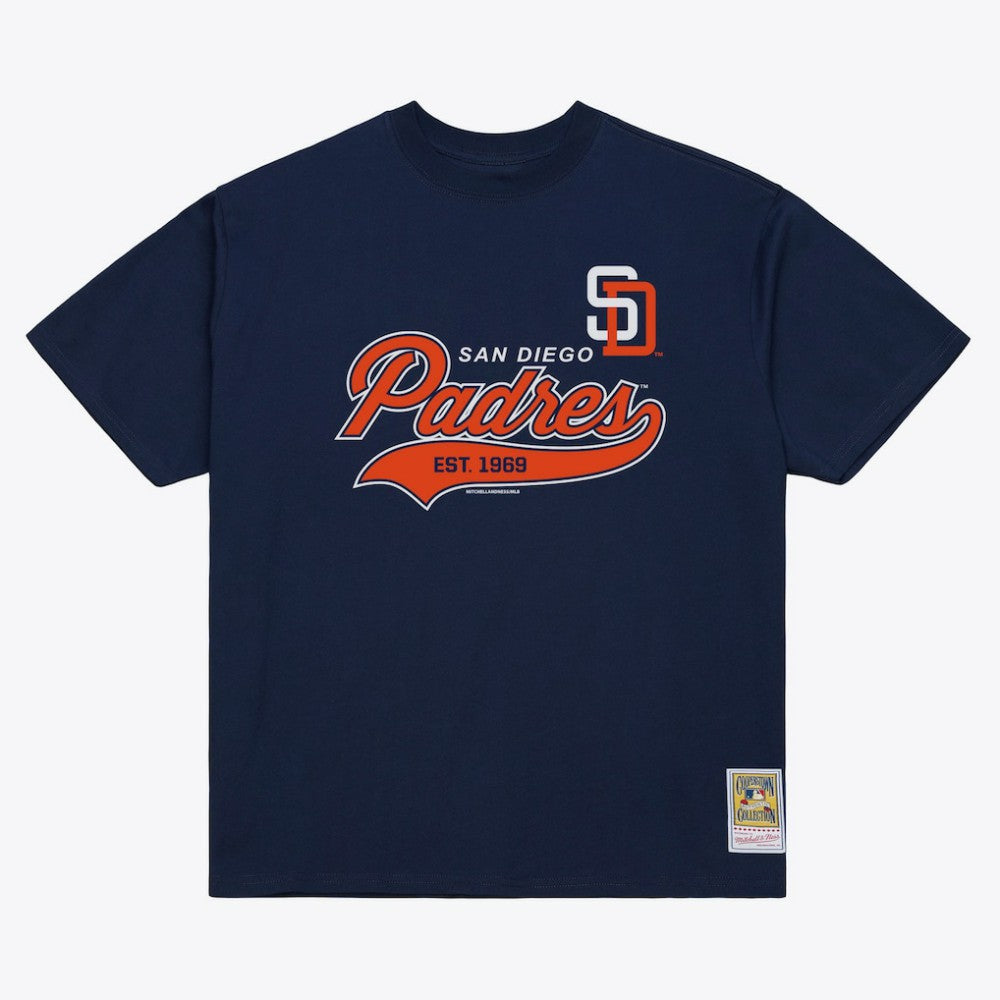 San Diego Padres Mitchell & Ness Script Sweep Arch T-Shirt - Navy - Mitchell & Ness Sale