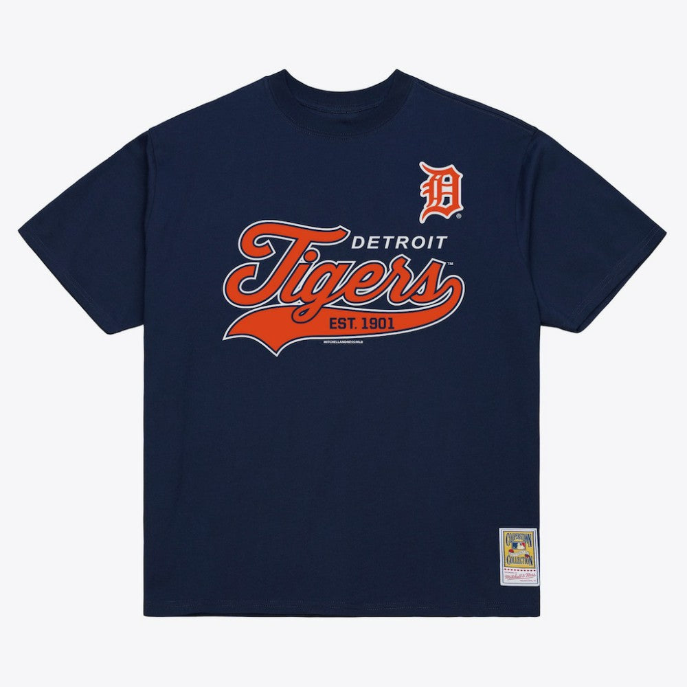 Detroit Tigers Mitchell & Ness Script Sweep Arch T-Shirt - Navy - Mitchell & Ness on Sale