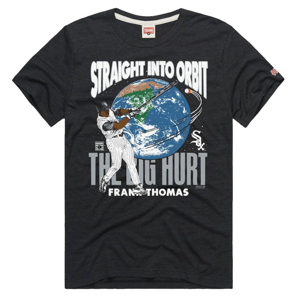 Frank Thomas Chicago White Sox Homage Unisex Straight Into Orbit Player Graphic Tri-Blend T-Shirt - Charcoal - MLB Lifestyle