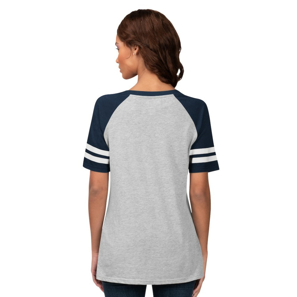 Seattle Mariners G-III 4Her by Carl Banks Women's Goal Line Raglan V-Neck T-Shirt - Heather Gray - MLB on Sale