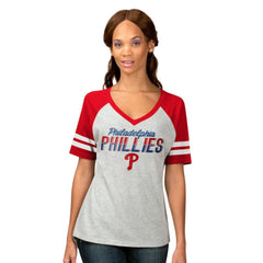 Philadelphia Phillies G-III 4Her by Carl Banks Women's Goal Line Raglan V-Neck T-Shirt - Heather Gray - MLB Online