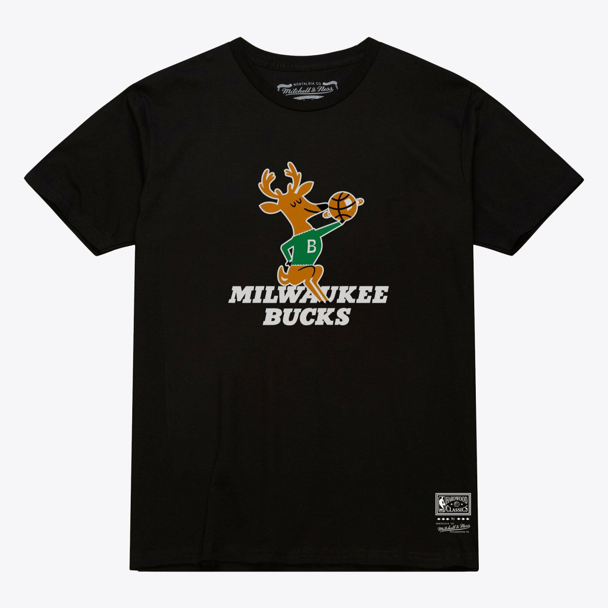 Milwaukee Bucks Unisex Hardwood Classics Arch T-Shirt Black | Mitchell & Ness US