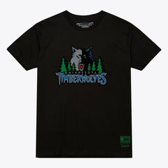 Minnesota Timberwolves Unisex Hardwood Classics Arch T-Shirt Black | Mitchell & Ness for sale