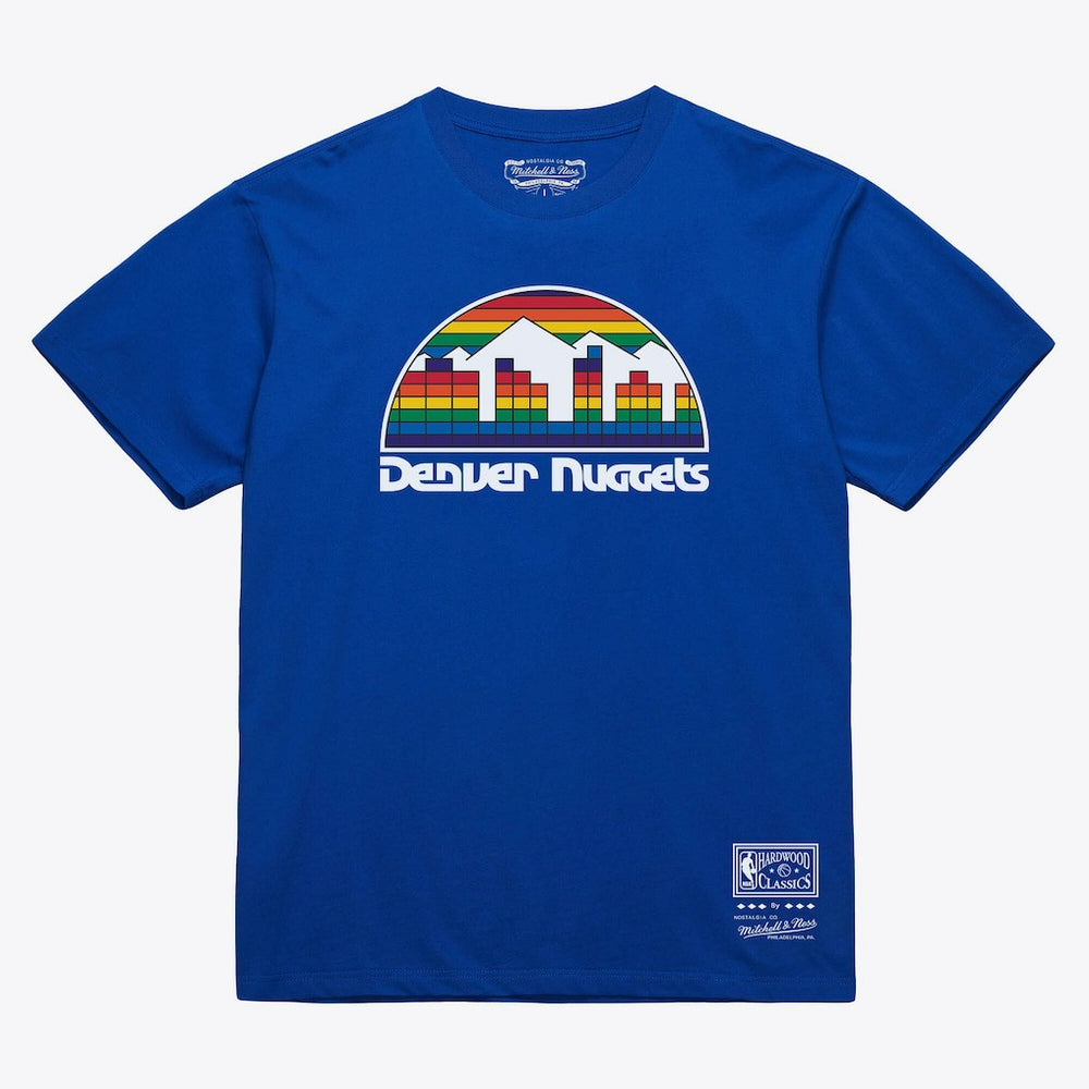 Denver Nuggets Unisex Hardwood Classics Basic Logo Arch T-Shirt for sale Royal | Mitchell & Ness outlet