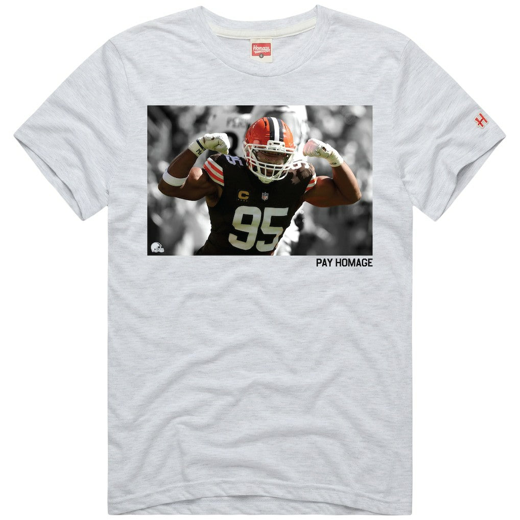 Myles Garrett Cleveland Browns Homage Unisex Player Graphic Tri-Blend T-Shirt Ash