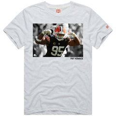 Myles Garrett Cleveland Browns Homage Unisex Player Graphic Tri-Blend T-Shirt Ash