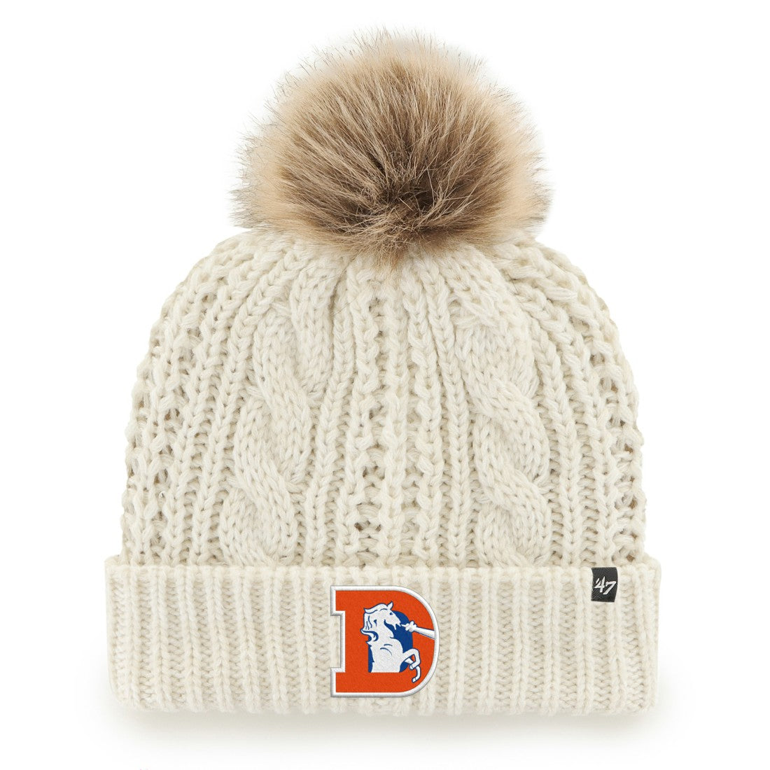 47 brand Denver Broncos '47 Women's Meeko Cuffed Knit Hat with Pom White