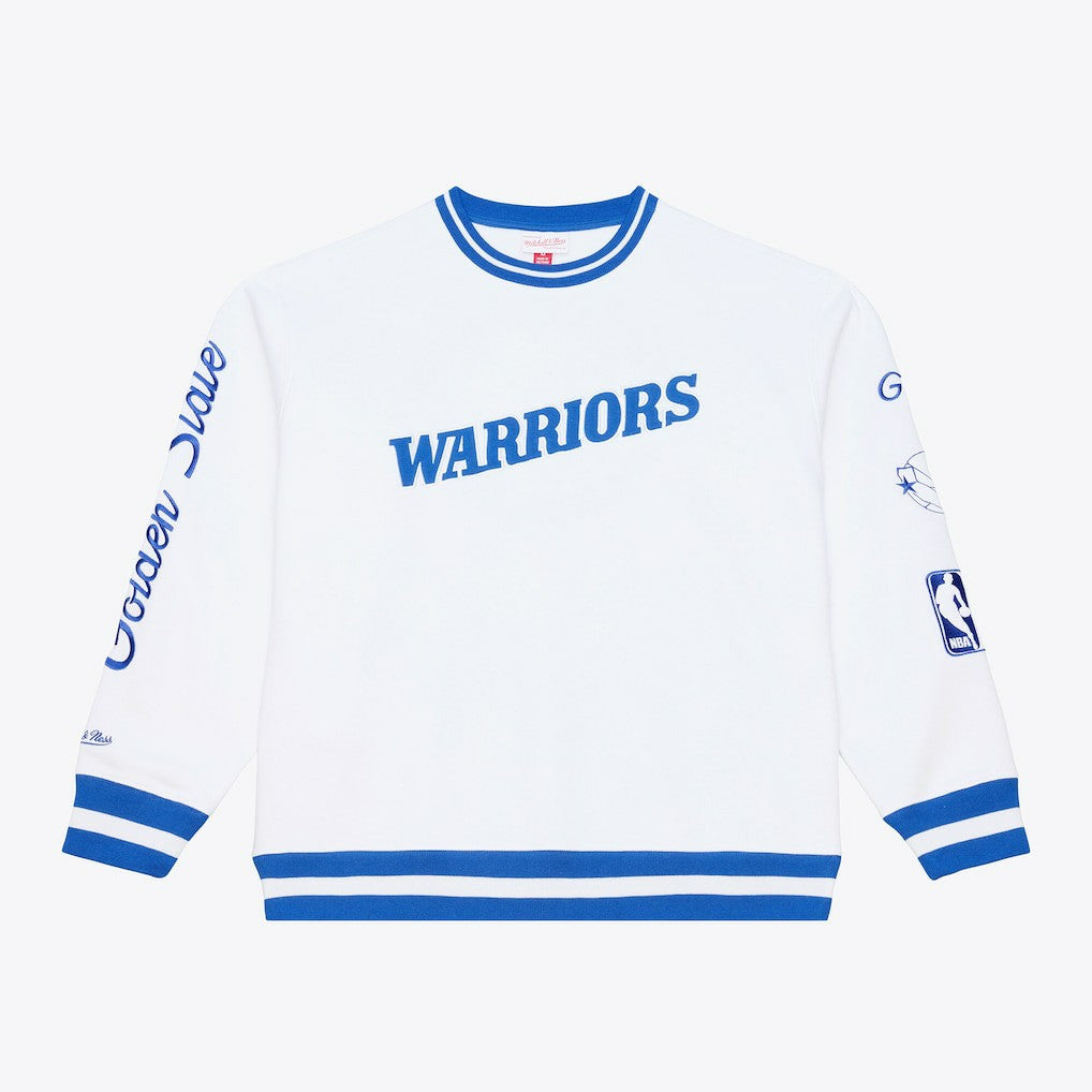 Golden State Warriors Arctic Fleece Sweatshirt for sale White | Mitchell & Ness Near Me