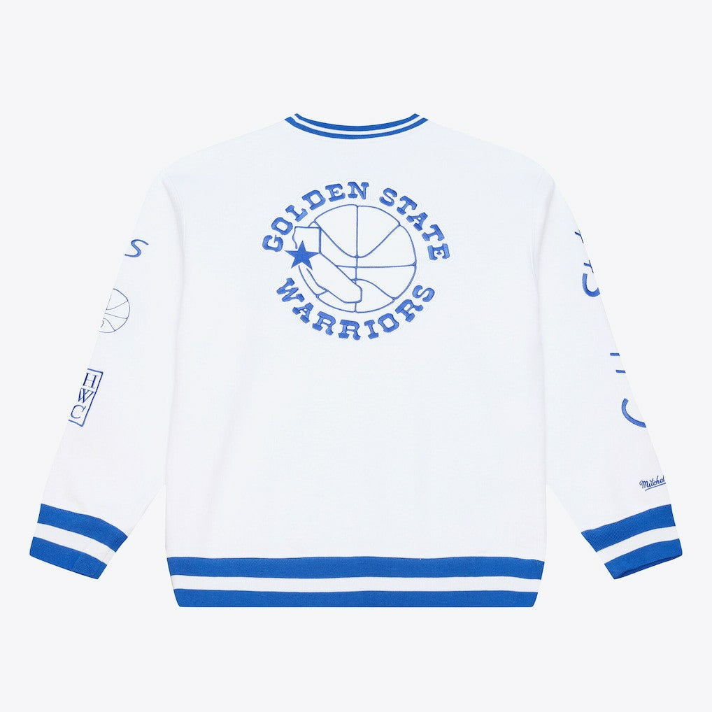 Golden State Warriors Arctic Fleece Sweatshirt for sale White | Mitchell & Ness Near Me