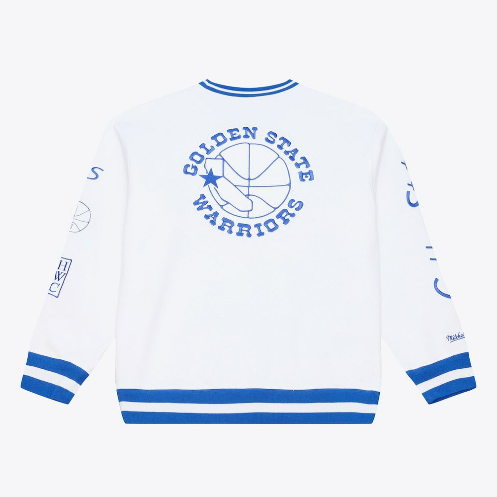 Golden State Warriors Arctic Fleece Sweatshirt for sale White | Mitchell & Ness Near Me