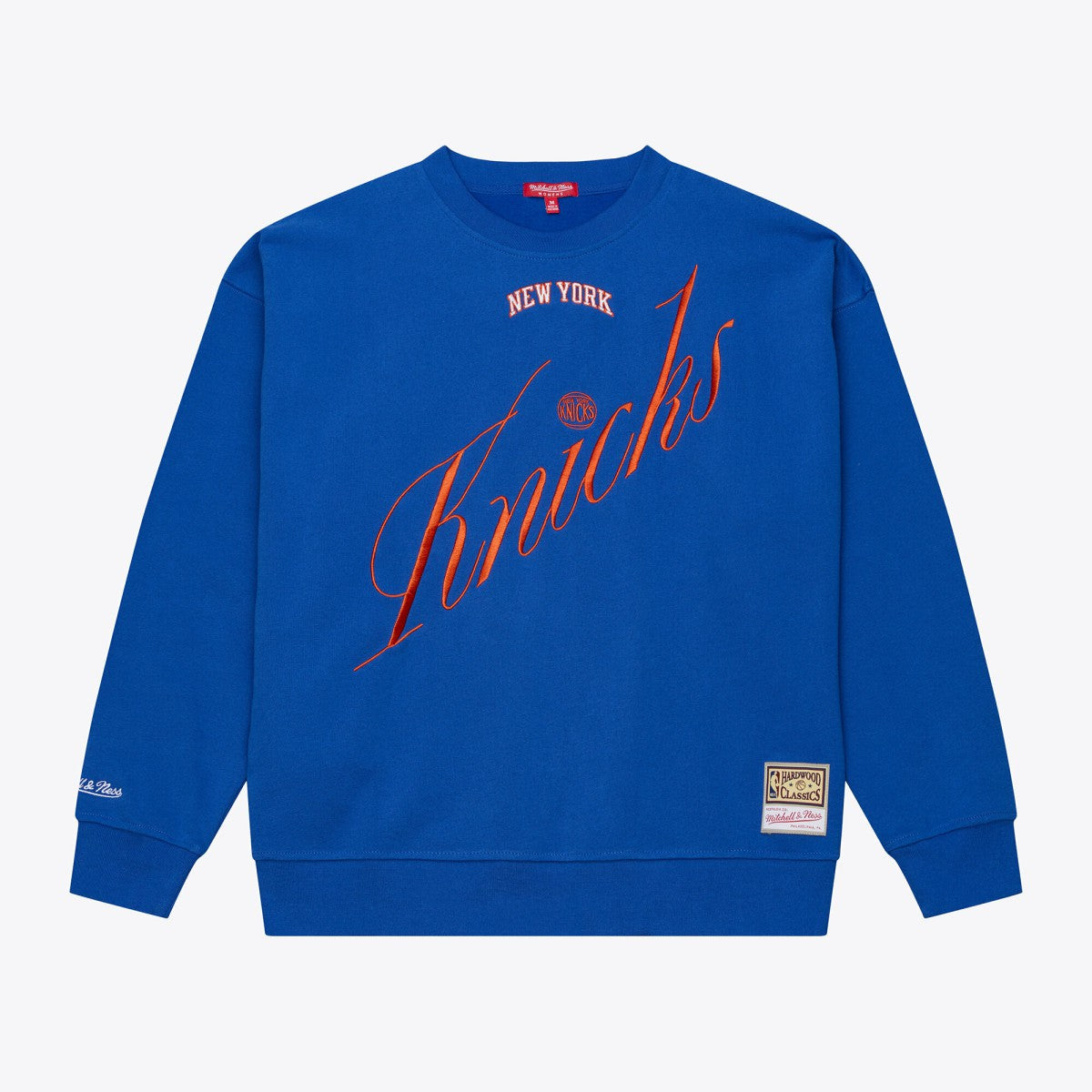 New York Knicks Women's Hardwood Classics Script Lightweight Sweatshirt Royal | Mitchell & Ness for sale