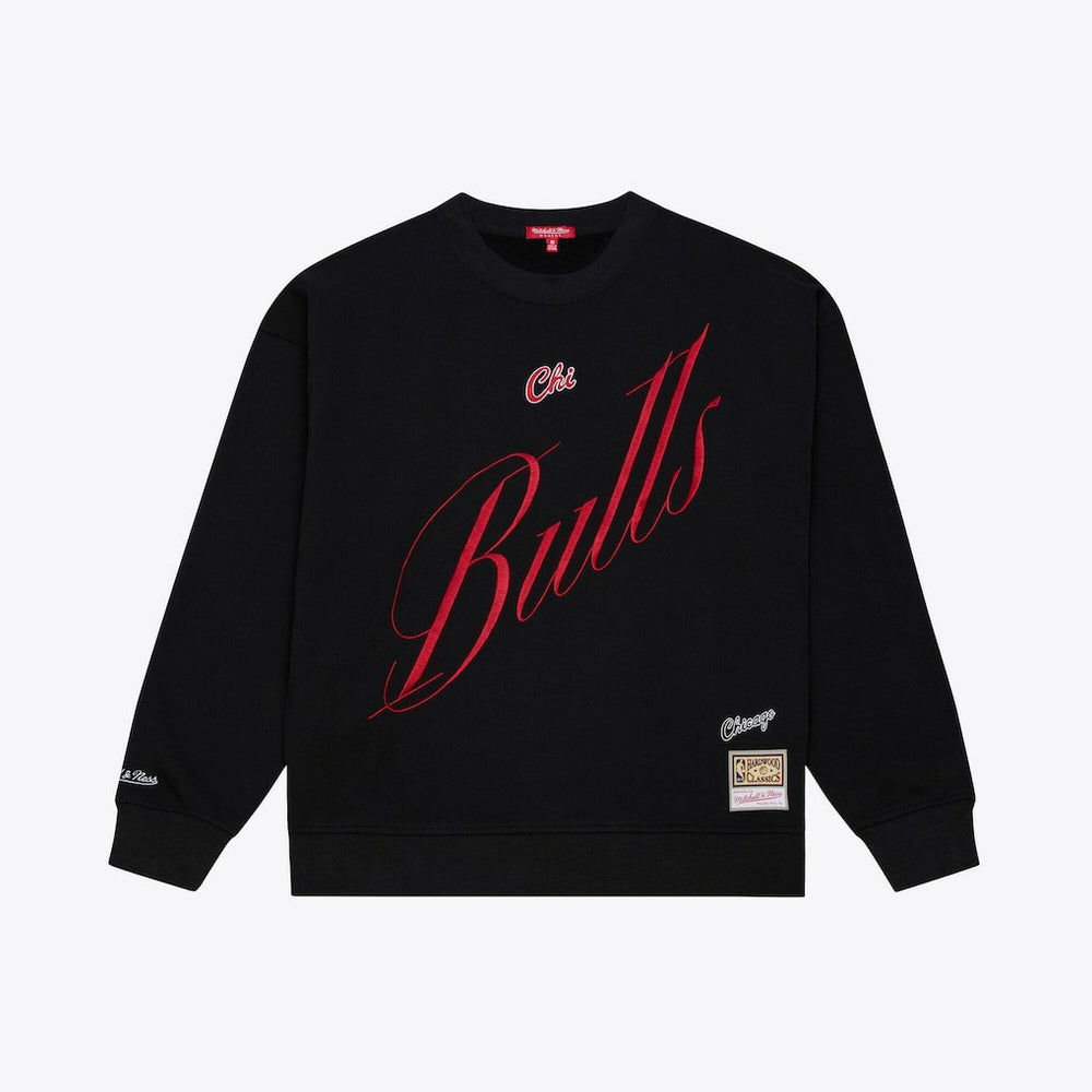 Chicago Bulls Women's Hardwood Classics Script Lightweight Sweatshirt Black | Mitchell & Ness discount