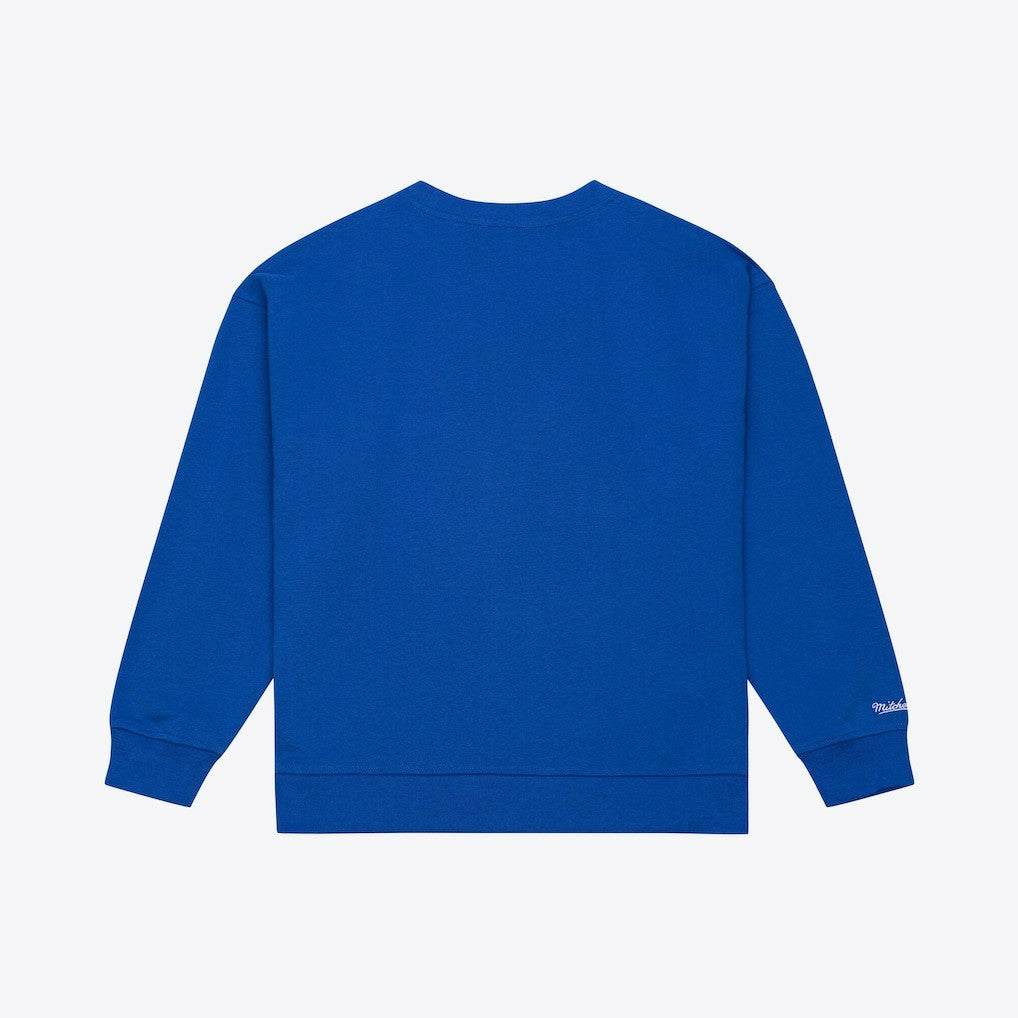Golden State Warriors Women's Hardwood Classics Script Lightweight Sweatshirt for sale Royal | Mitchell & Ness Lifestyle