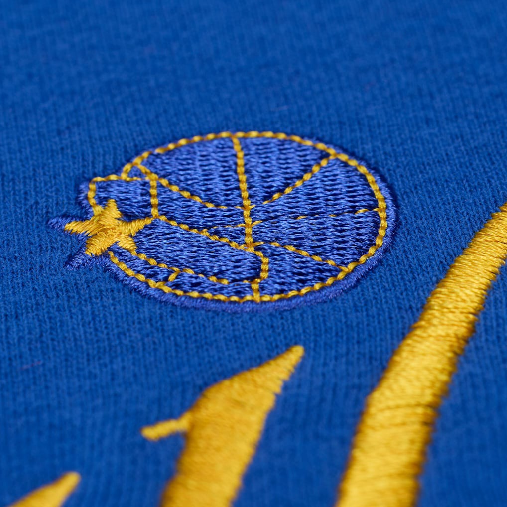 Golden State Warriors Women's Hardwood Classics Script Lightweight Sweatshirt for sale Royal | Mitchell & Ness Lifestyle