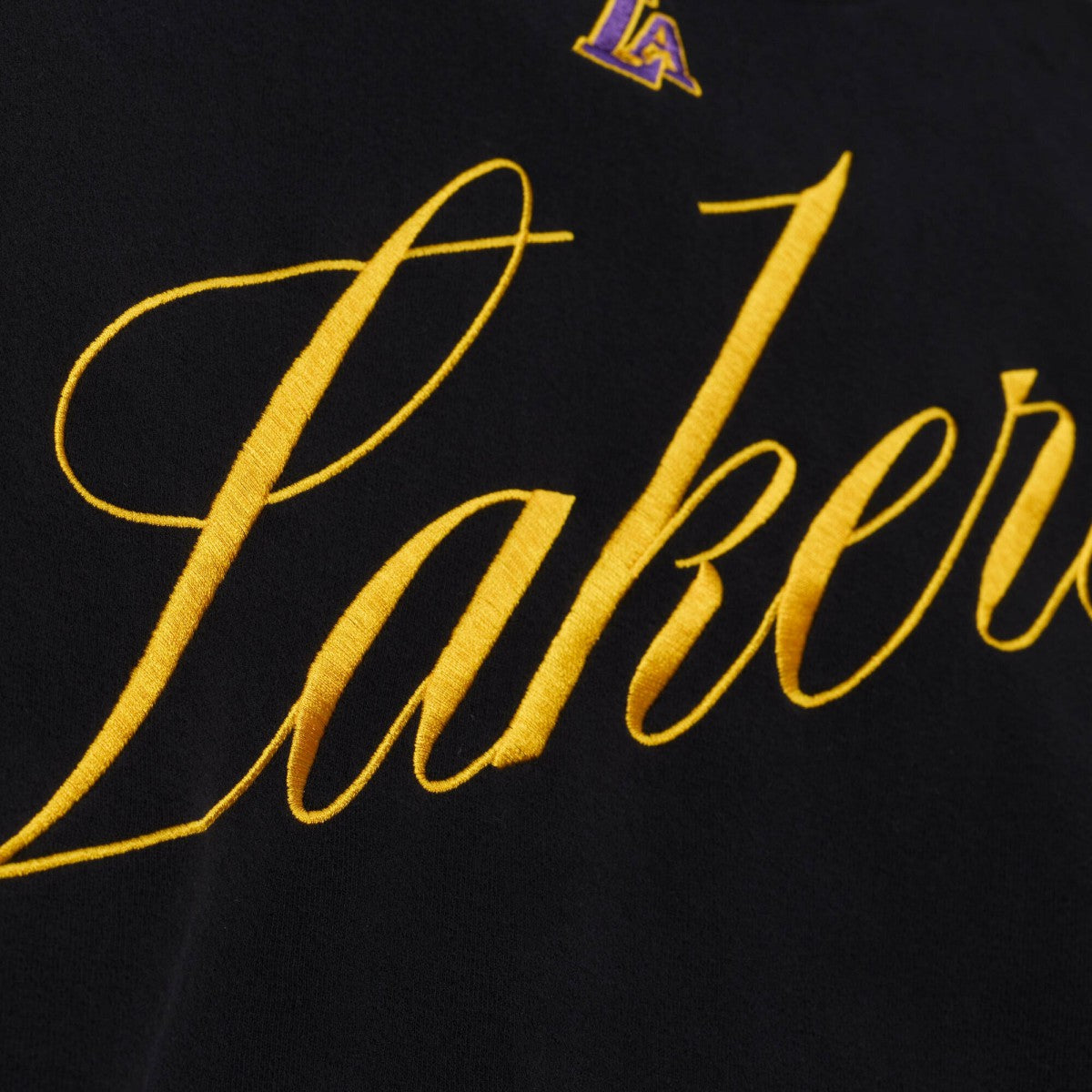 Los Angeles Lakers Women's Hardwood Classics Script Lightweight Sweatshirt Black | Mitchell & Ness US