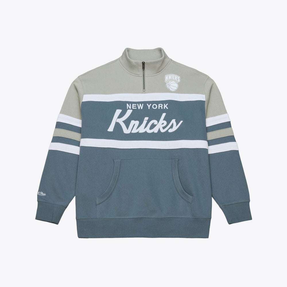New York Knicks Thunderstorm Head Coach Quarter-Zip Jacket Blue | Mitchell & Ness online