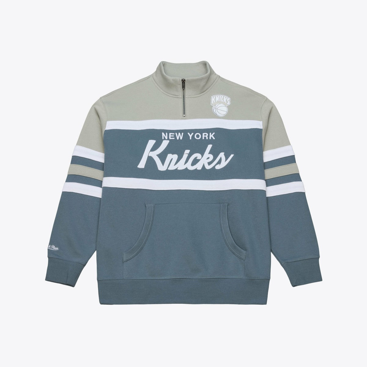 New York Knicks Thunderstorm Head Coach Quarter-Zip Jacket Blue | Mitchell & Ness online