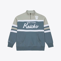 New York Knicks Thunderstorm Head Coach Quarter-Zip Jacket Blue | Mitchell & Ness online
