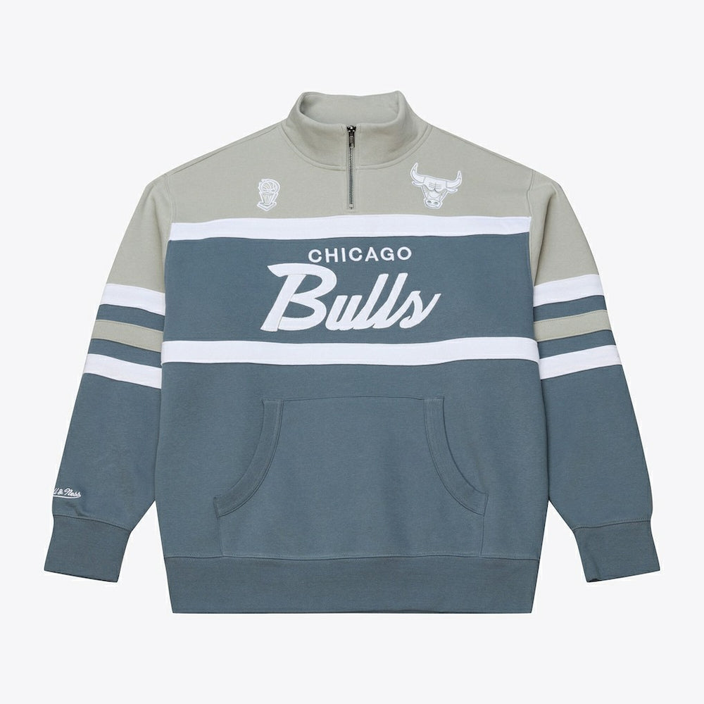 Chicago Bulls Thunderstorm Head Coach Quarter-Zip Jacket Blue | Mitchell & Ness