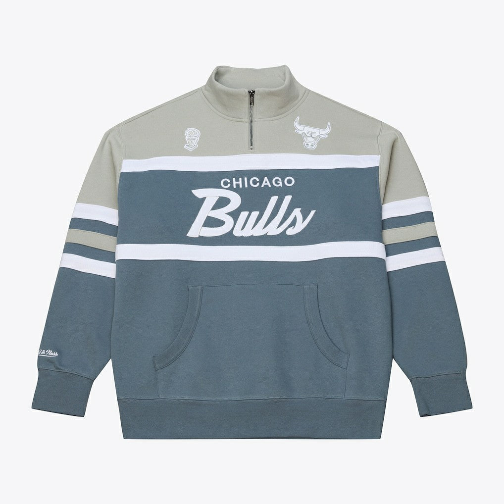 Chicago Bulls Thunderstorm Head Coach Quarter-Zip Jacket Blue | Mitchell & Ness