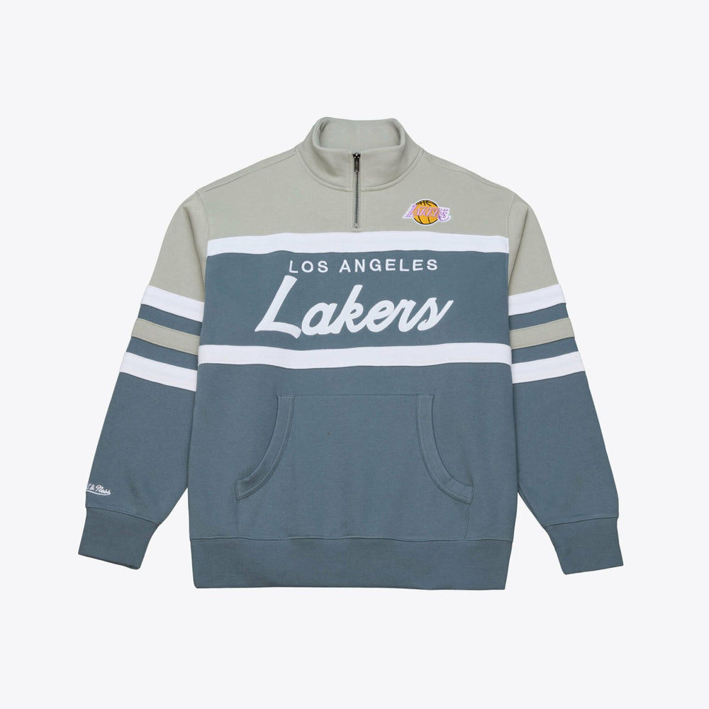 Los Angeles Lakers Thunderstorm Head Coach Quarter-Zip Jacket Blue | Mitchell & Ness Lifestyle