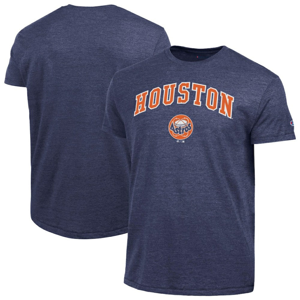 Houston Astros Champion Cooperstown Wordmark Lockup Tri-Blend T-Shirt - Navy - MLB Discount