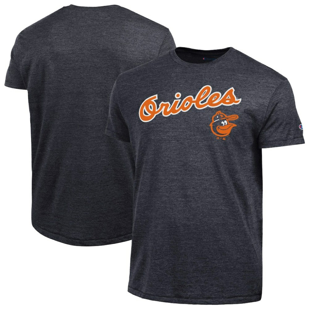 Baltimore Orioles Champion Cooperstown Wordmark Lockup Tri-Blend T-Shirt - Black - MLB Discount